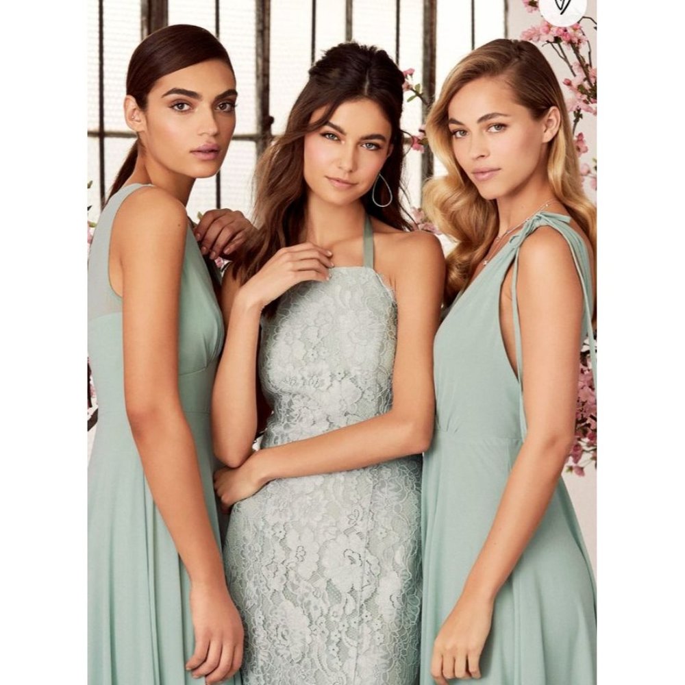 Lulu's Maxi Dress Gown sz  M Lace Green Sage Halter Every Memory Prom Mermaid - Picture 10 of 11